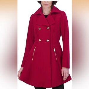 Laundry By Shelli Segal Red Coat with Leopard Lining